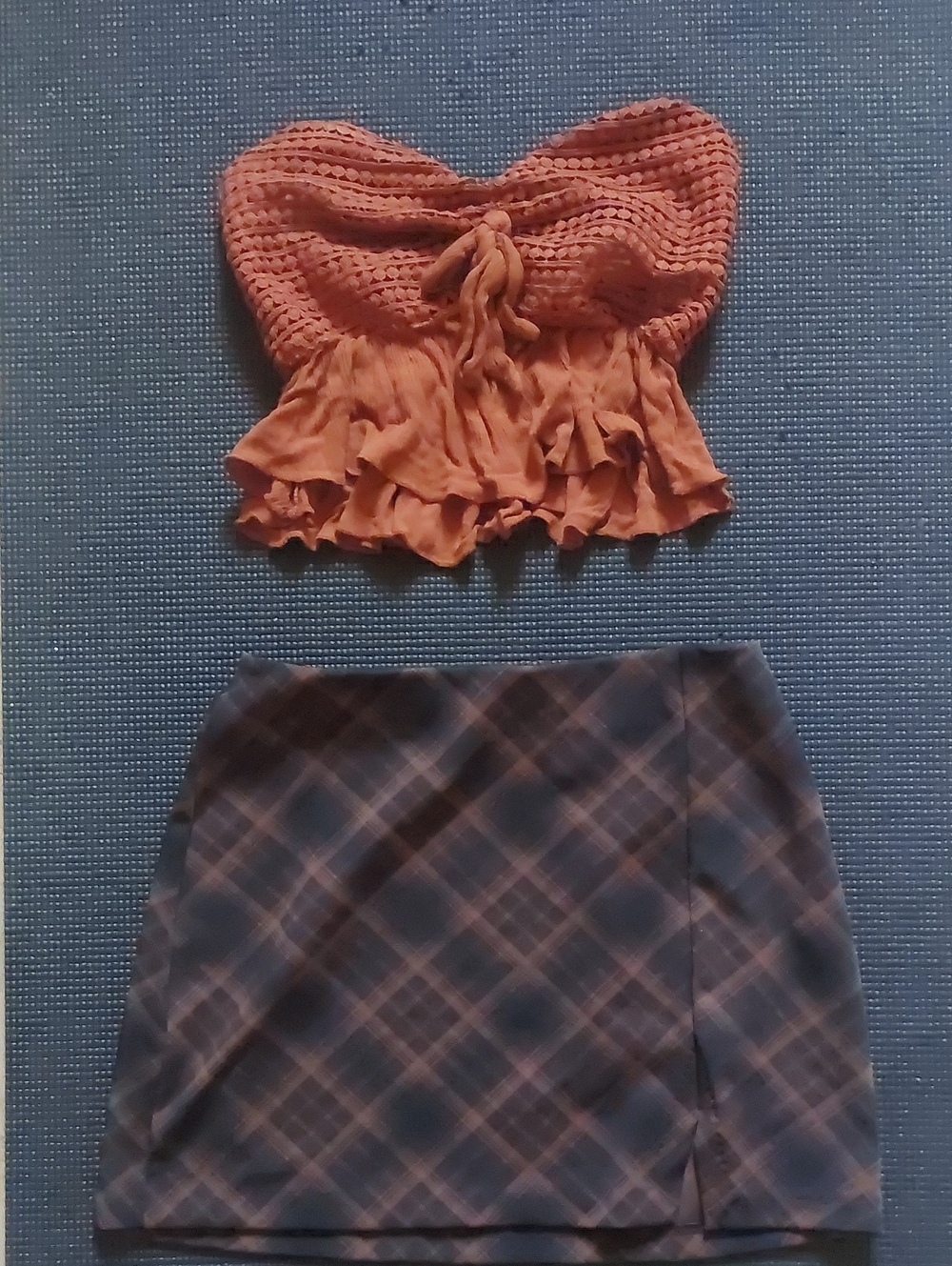 Plaid Skirt & Crochet Crop Top9